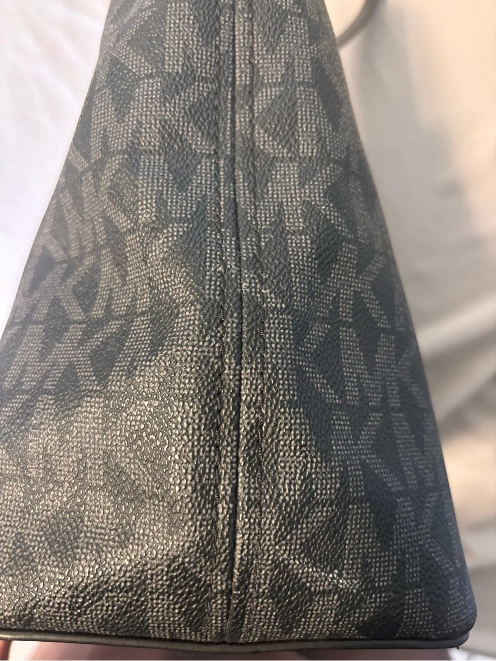 Michael Kors Black MK Monogram Tote with Silver Accent Charm
